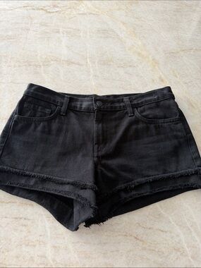 Frame Denim Black Raw Hem Jean Shorts